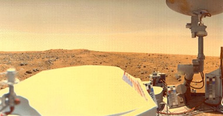The Viking I Lander overlooks the Chryse Planitia on Mars. For the past decade, NASA has followed the water in its exploration of Mars and now wants to look for signs of life. 
